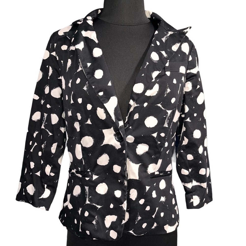 Sandro 1 Button Printed Polka Dot Blazer Jacket